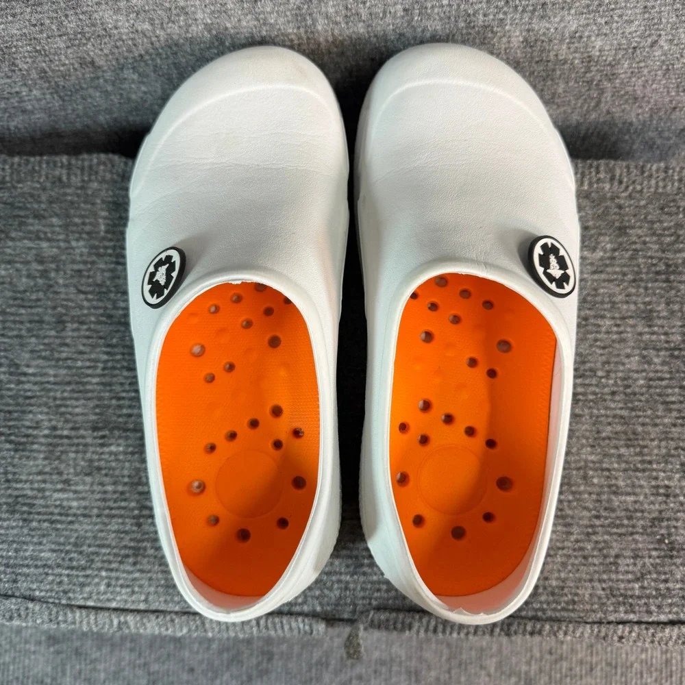 White Nursing Clogs Slip On Professional Work Shoes Medical Caduceus Size 3